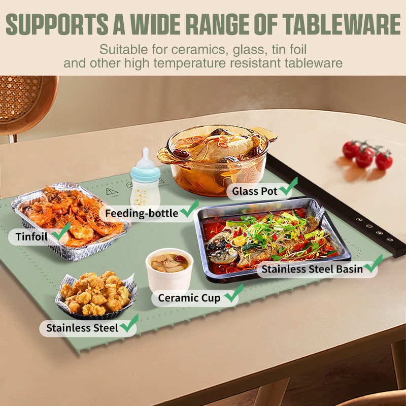 Silicone Food Warmer Tray – Adjustable Temperature with Timer & Child Lock