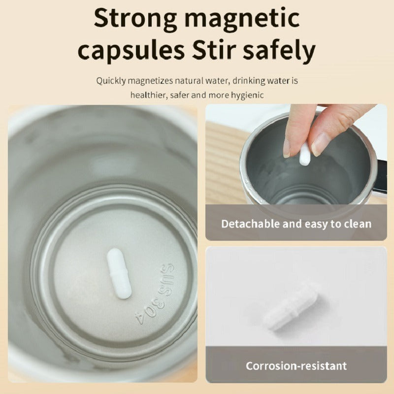 Stainless Steel Self-Stirring Coffee Mug – LED Temperature Display