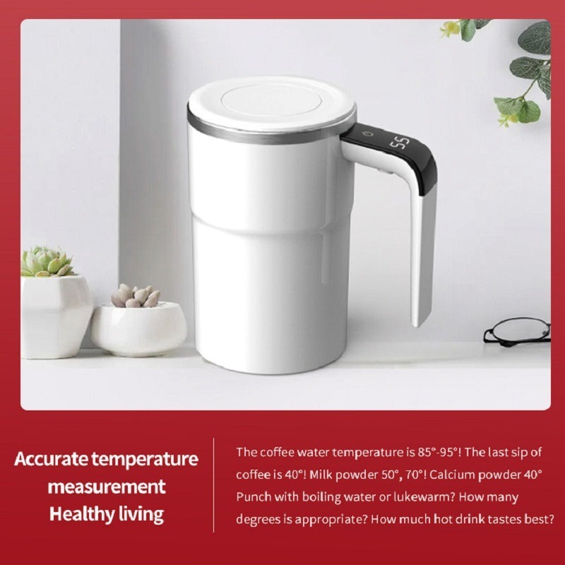 Stainless Steel Self-Stirring Coffee Mug – LED Temperature Display