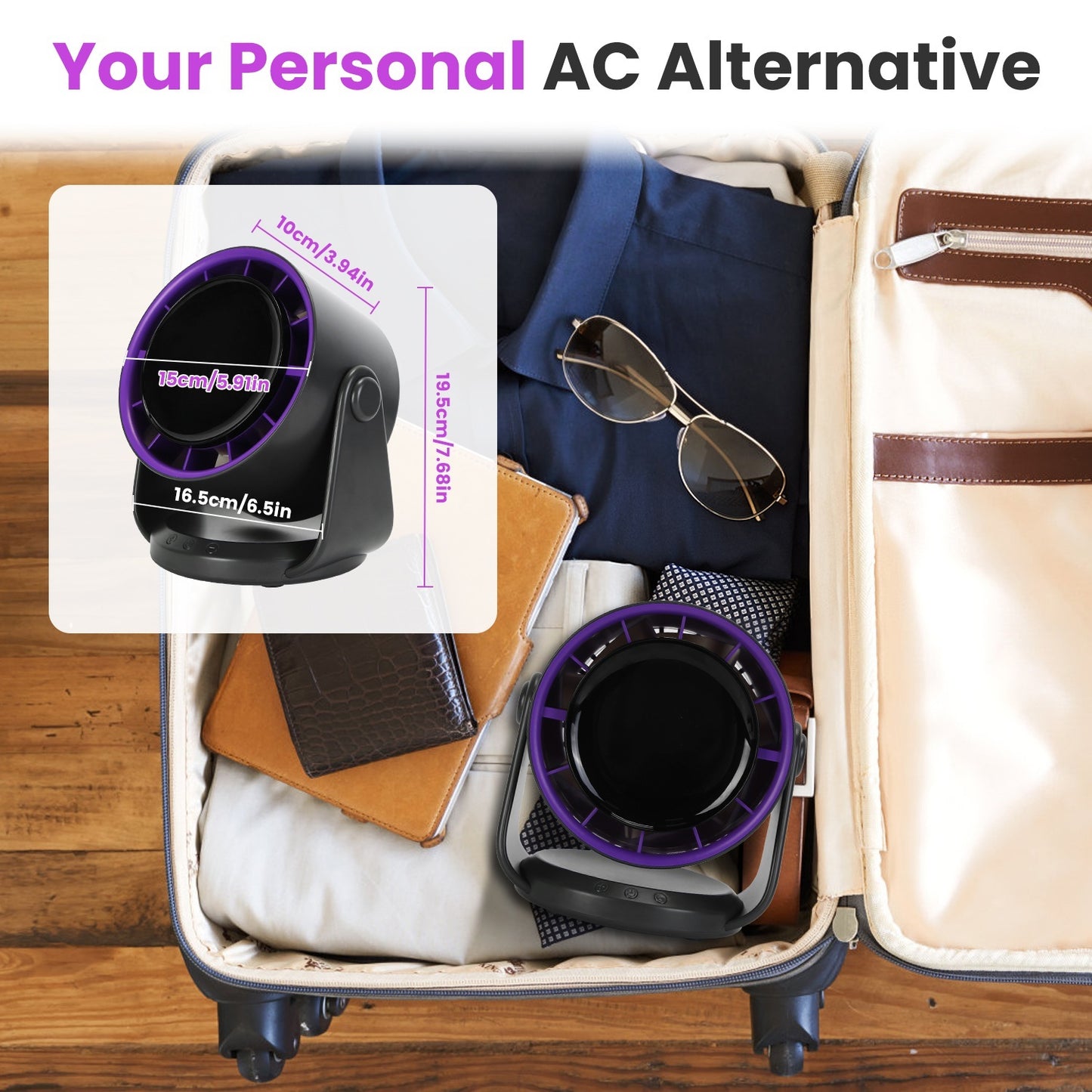 Rechargeable Mini Desk Fan – Portable & Wall-Mountable