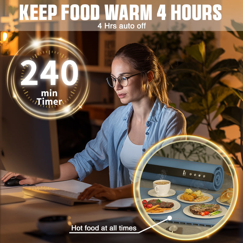 Silicone Food Warmer Tray – Adjustable Temperature with Timer & Child Lock