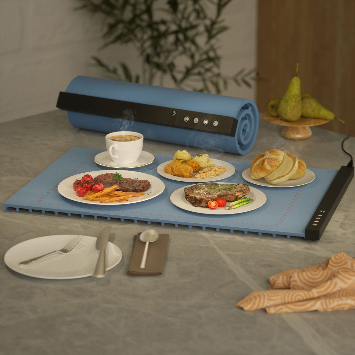 Silicone Food Warmer Tray – Adjustable Temperature with Timer & Child Lock