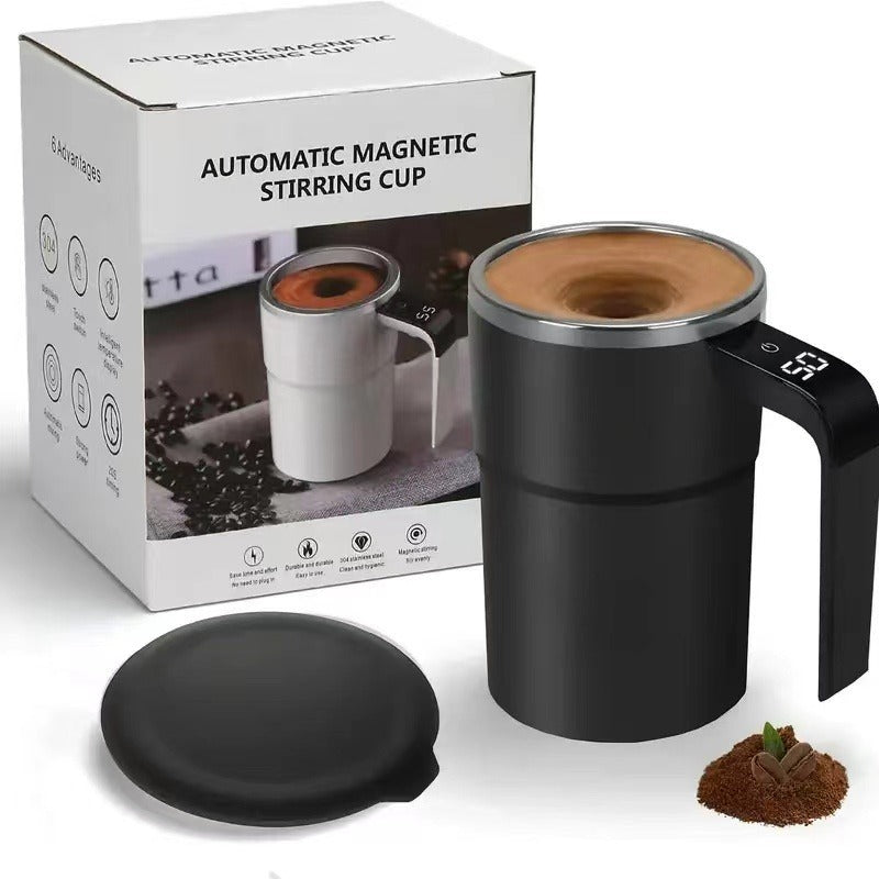 Stainless Steel Self-Stirring Coffee Mug – LED Temperature Display