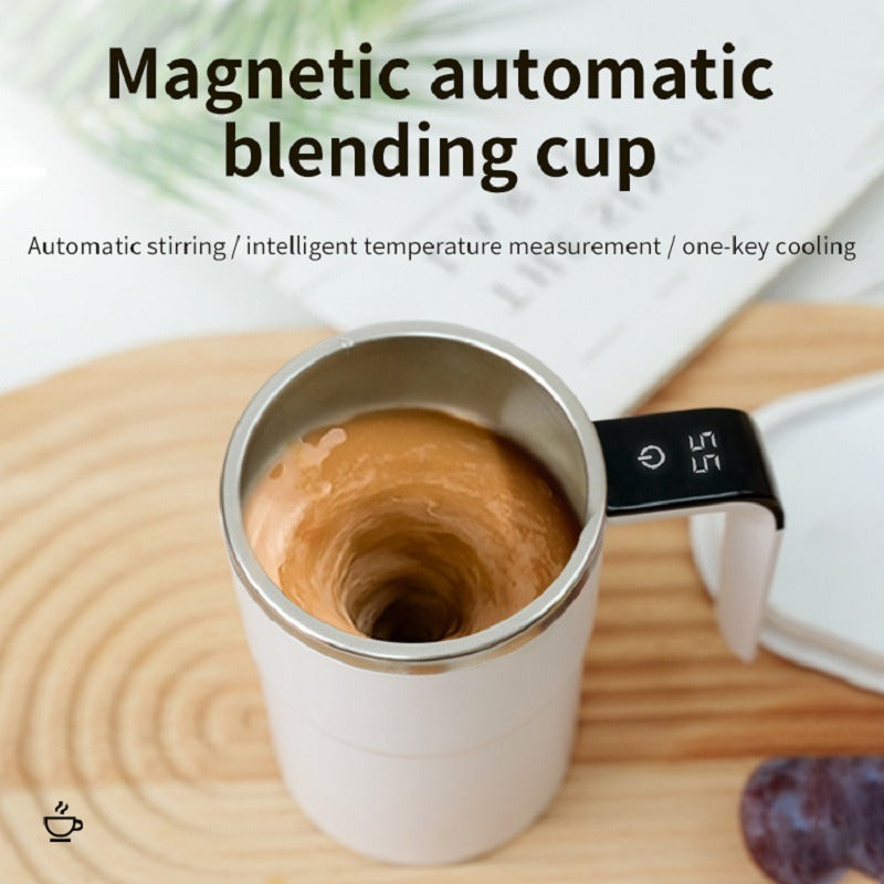 Stainless Steel Self-Stirring Coffee Mug – LED Temperature Display