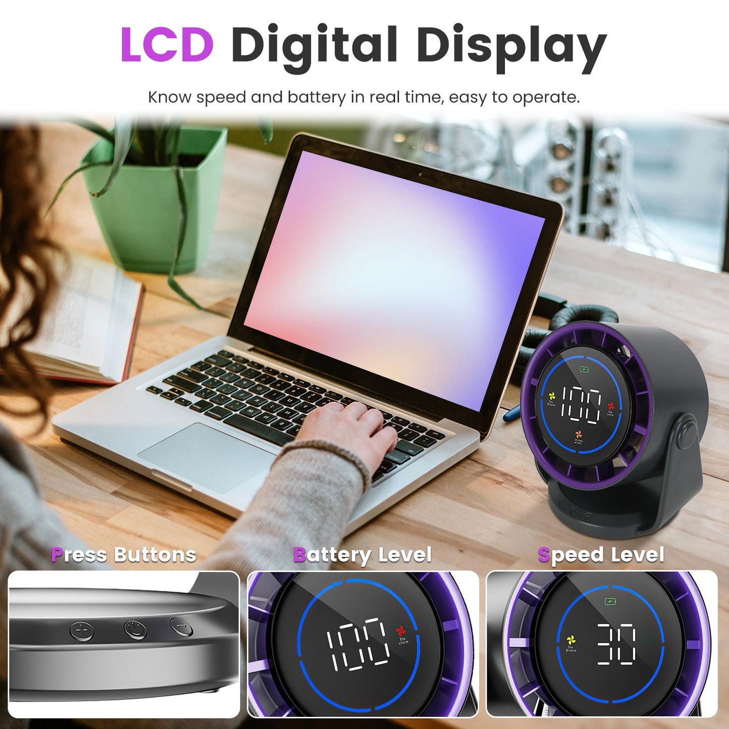 Rechargeable Mini Desk Fan – Portable & Wall-Mountable